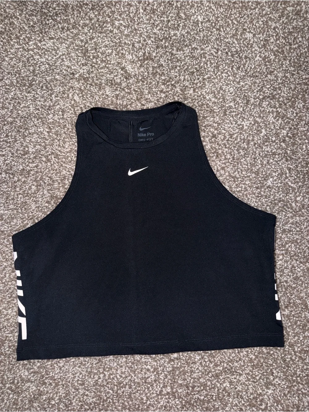 Nike Black Cropped Athletic Tank with White Swoosh